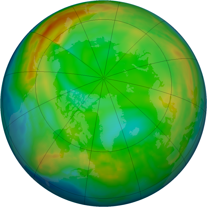 Arctic ozone map for 07 January 2009